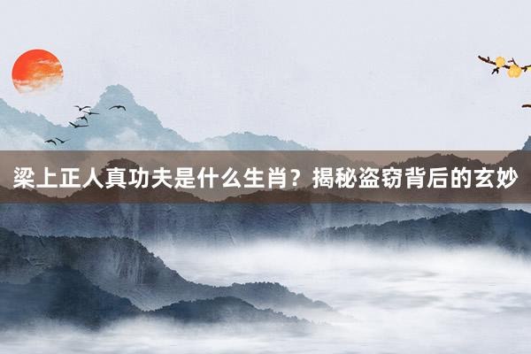 梁上正人真功夫是什么生肖？揭秘盗窃背后的玄妙